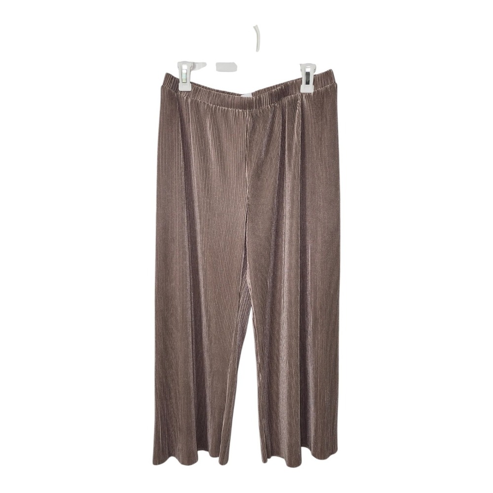 RO & DE Co -ord Collection Pleated Wide Leg Crop‎ Pants Beige Sz Large